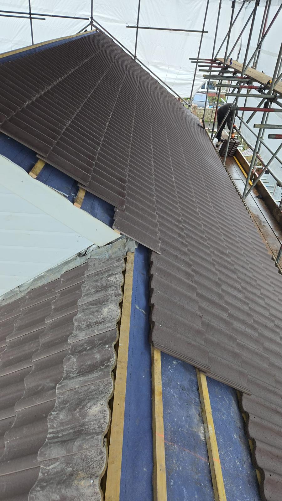 During roof tile installation in Folkestone – new roof covering installation